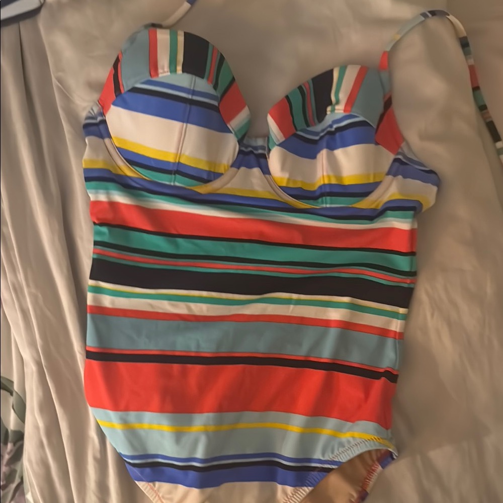 J. Crew Multicolor Striped One Piece Swimsuit